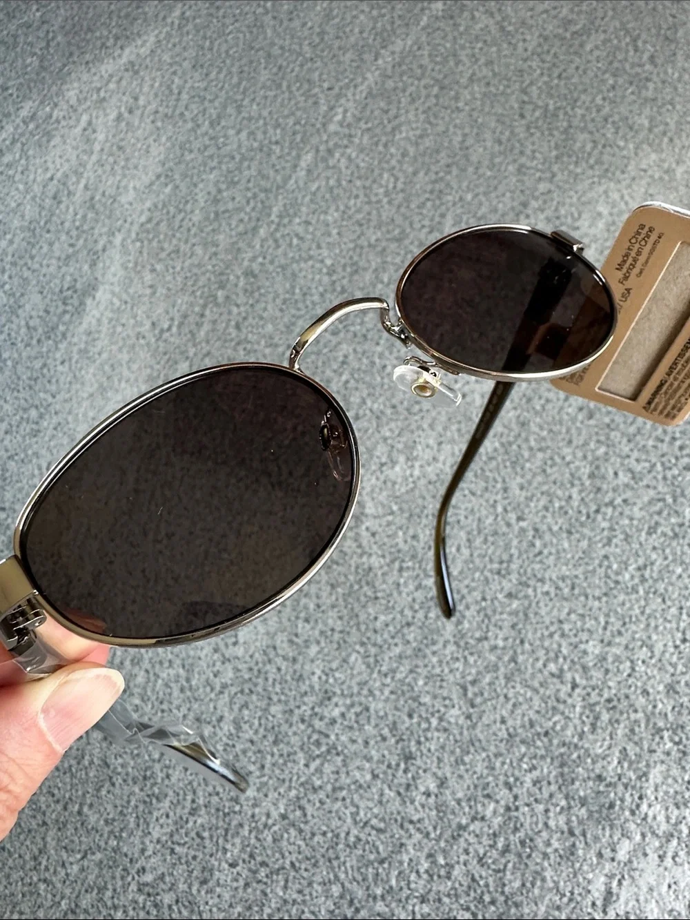 NWT FRYE Savannah Women’s Sunglasses in Olive Gold Slim Oval Metal Frame No Case